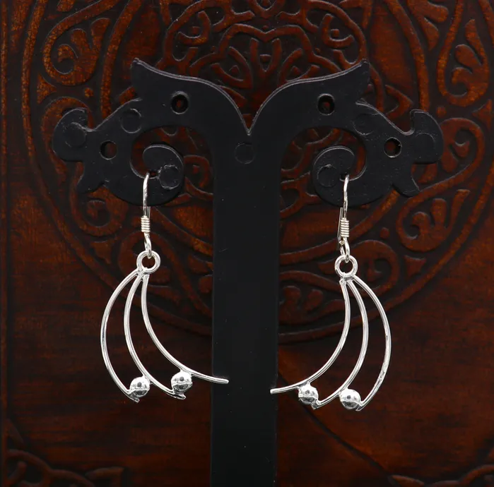 Earrings TRIBAL ORNAMENTS 925 sterling silver handmade unique design dainty elegant plain trendy fancy hoop earring drop dangle geometric earring gift to her ear714 Earrings TRIBAL ORNAMENTS 925 sterling silver handmade unique design dainty elegant plain trendy fancy hoop earring drop dangle geometric earring gift to her ear714