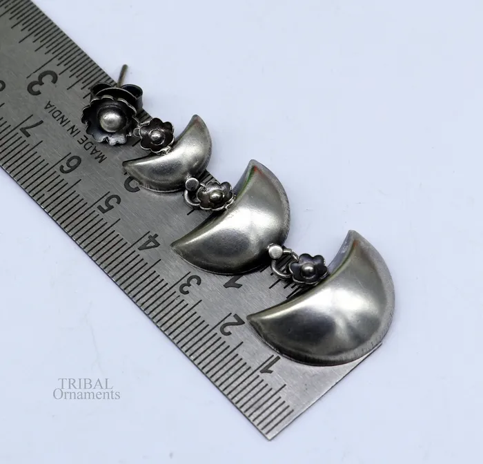 Earrings TRIBAL ORNAMENTS 925 sterling silver tribal Earringshalf moon earrings stud earring hanging drop dangle jewelry wedding party tribal jewelry ear1098