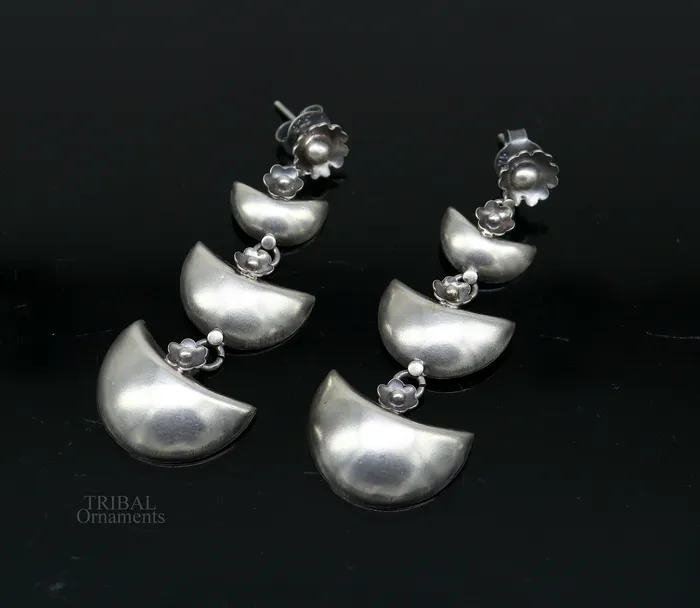 Earrings TRIBAL ORNAMENTS 925 sterling silver tribal Earringshalf moon earrings stud earring hanging drop dangle jewelry wedding party tribal jewelry ear1098