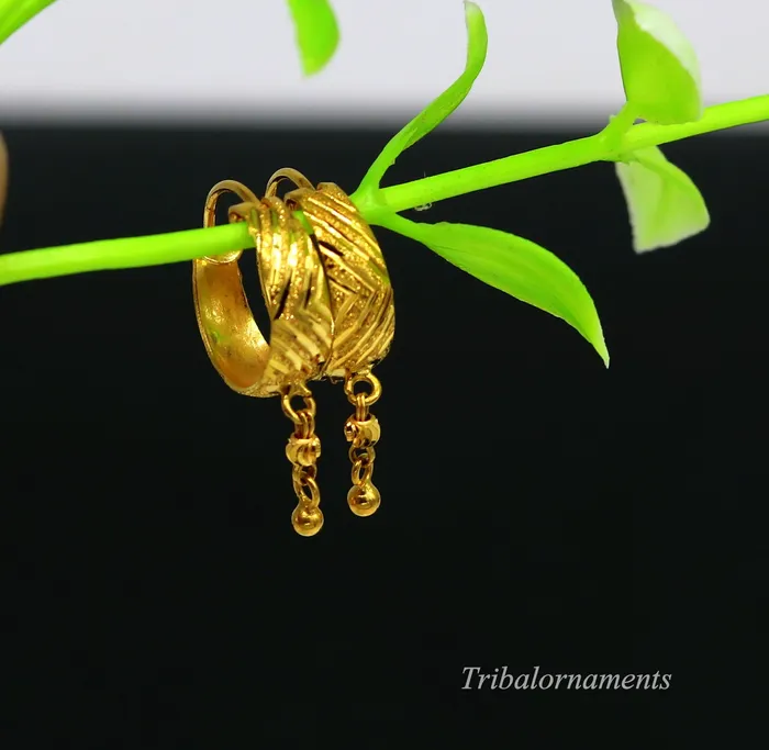 Earrings TRIBAL ORNAMENTS Vintage stylish handmade 18kt yellow gold hoops earring bali amazing drops customized bridesmaid gifting girls jewelry from indai ho38