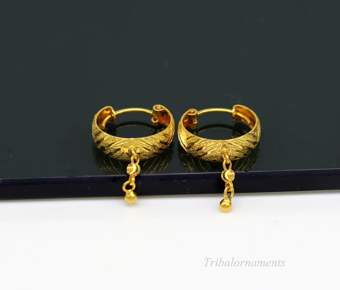 Earrings TRIBAL ORNAMENTS Vintage stylish handmade 18kt yellow gold hoops earring bali amazing drops customized bridesmaid gifting girls jewelry from indai ho38