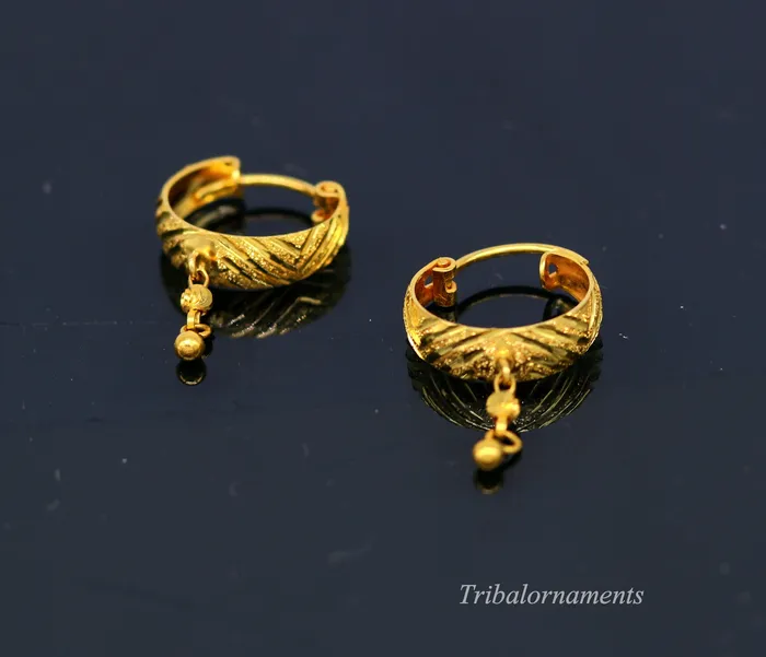 Earrings TRIBAL ORNAMENTS Vintage stylish handmade 18kt yellow gold hoops earring bali amazing drops customized bridesmaid gifting girls jewelry from indai ho38