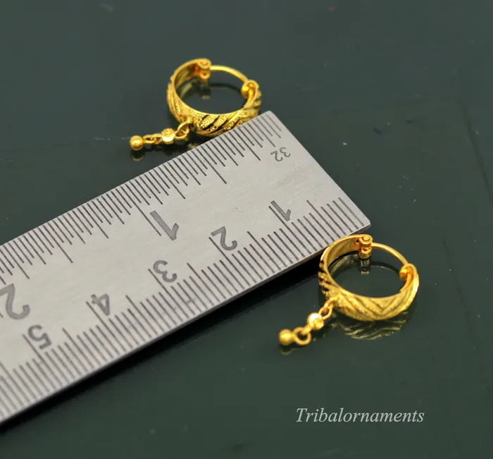 Earrings TRIBAL ORNAMENTS Vintage stylish handmade 18kt yellow gold hoops earring bali amazing drops customized bridesmaid gifting girls jewelry from indai ho38