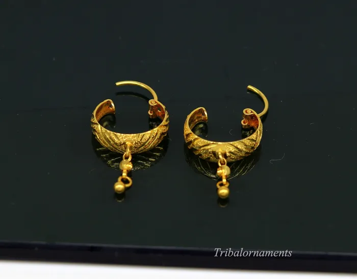 Earrings TRIBAL ORNAMENTS Vintage stylish handmade 18kt yellow gold hoops earring bali amazing drops customized bridesmaid gifting girls jewelry from indai ho38