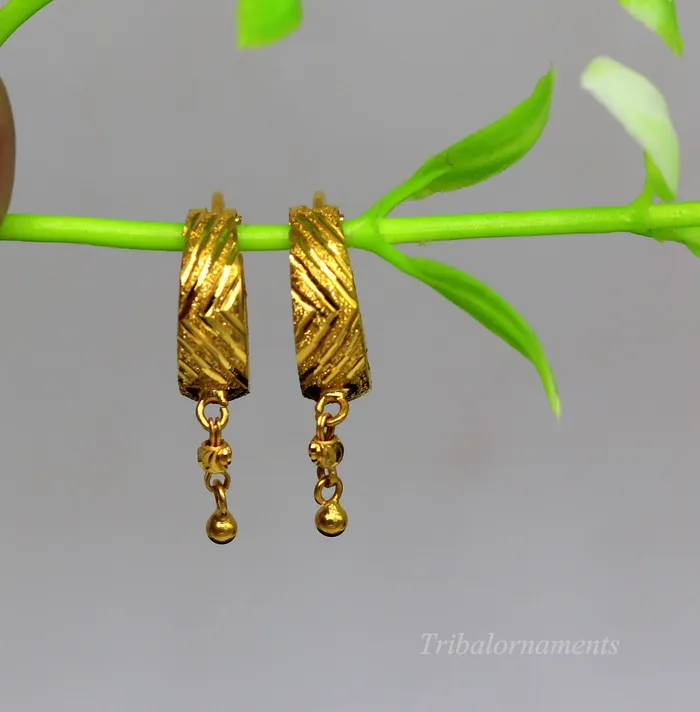 Earrings TRIBAL ORNAMENTS Vintage stylish handmade 18kt yellow gold hoops earring bali amazing drops customized bridesmaid gifting girls jewelry from indai ho38
