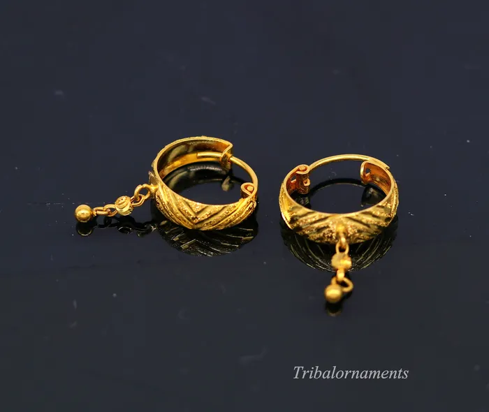 Earrings TRIBAL ORNAMENTS Vintage stylish handmade 18kt yellow gold hoops earring bali amazing drops customized bridesmaid gifting girls jewelry from indai ho38
