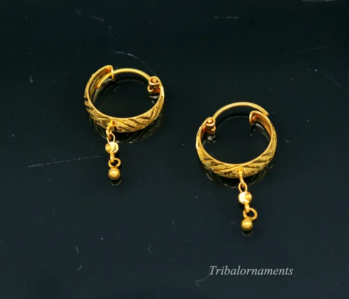 Earrings TRIBAL ORNAMENTS Vintage stylish handmade 18kt yellow gold hoops earring bali amazing drops customized bridesmaid gifting girls jewelry from indai ho38
