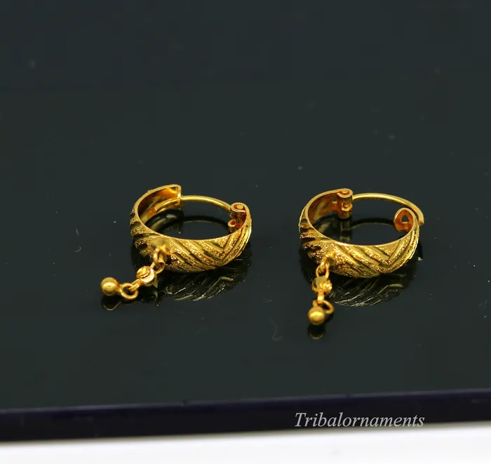 Earrings TRIBAL ORNAMENTS Vintage stylish handmade 18kt yellow gold hoops earring bali amazing drops customized bridesmaid gifting girls jewelry from indai ho38
