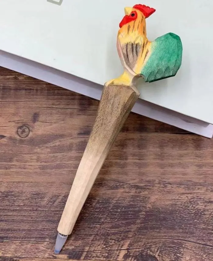 Earrings V39 Rooster Wood Pen POLLY