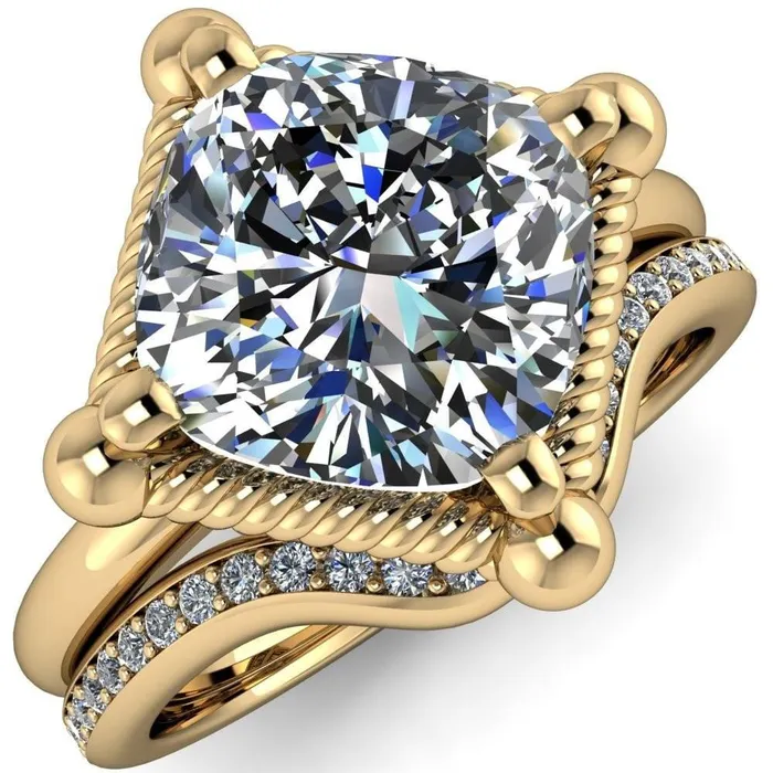 Eloise Cushion Center Stone Woven Rope Princess Halo 4 Prong Engagement Ring Fire Brilliance Rings Eloise Cushion Center Stone Woven Rope Princess Halo 4 Prong Engagement Ring Fire Brilliance Rings