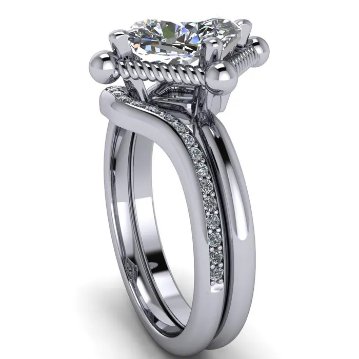 Eloise Cushion Center Stone Woven Rope Princess Halo 4 Prong Engagement Ring Fire Brilliance Rings