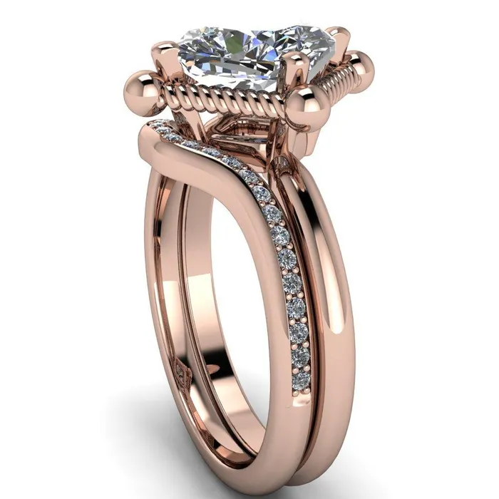 Eloise Cushion Center Stone Woven Rope Princess Halo 4 Prong Engagement Ring Fire Brilliance Rings