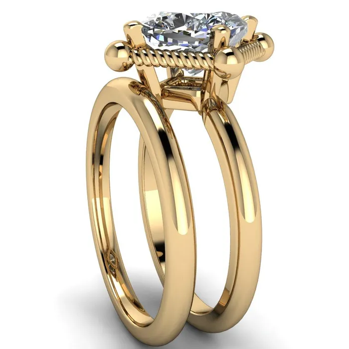 Eloise Cushion Center Stone Woven Rope Princess Halo 4 Prong Engagement Ring Fire Brilliance Rings