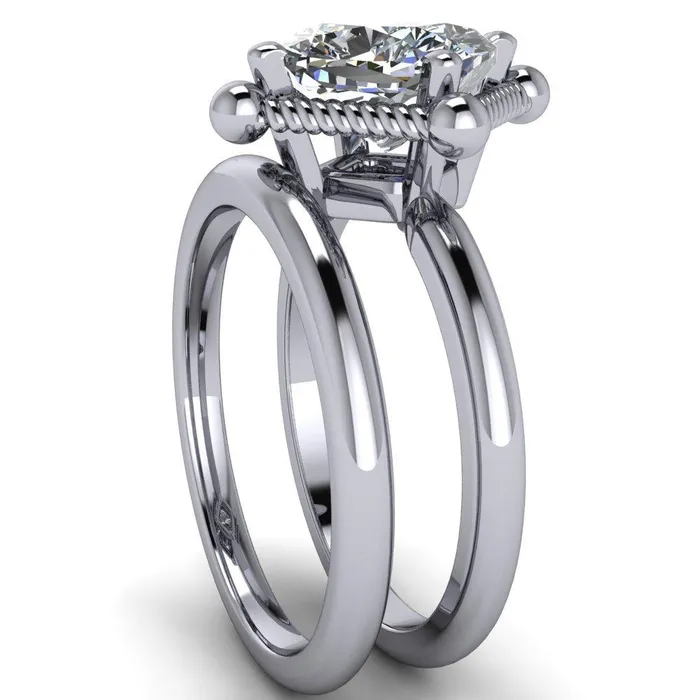 Eloise Cushion Center Stone Woven Rope Princess Halo 4 Prong Engagement Ring Fire Brilliance Rings