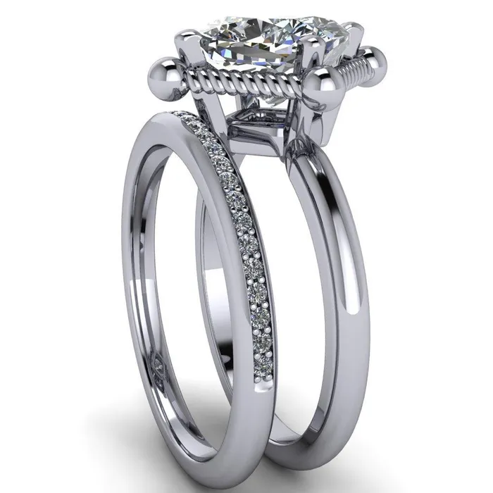 Eloise Cushion Center Stone Woven Rope Princess Halo 4 Prong Engagement Ring Fire Brilliance Rings