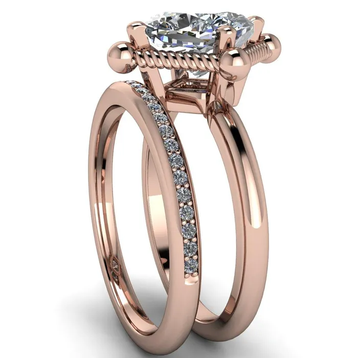 Eloise Cushion Center Stone Woven Rope Princess Halo 4 Prong Engagement Ring Fire Brilliance Rings