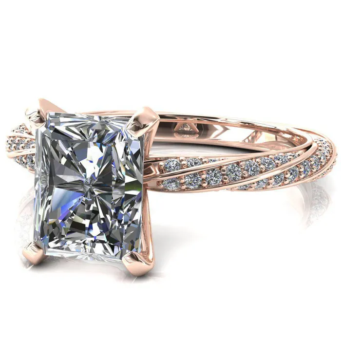Elysia Radiant Moissanite 4 Prong 34 Eternity Diamond Accent Ring Fire Brilliance Rings