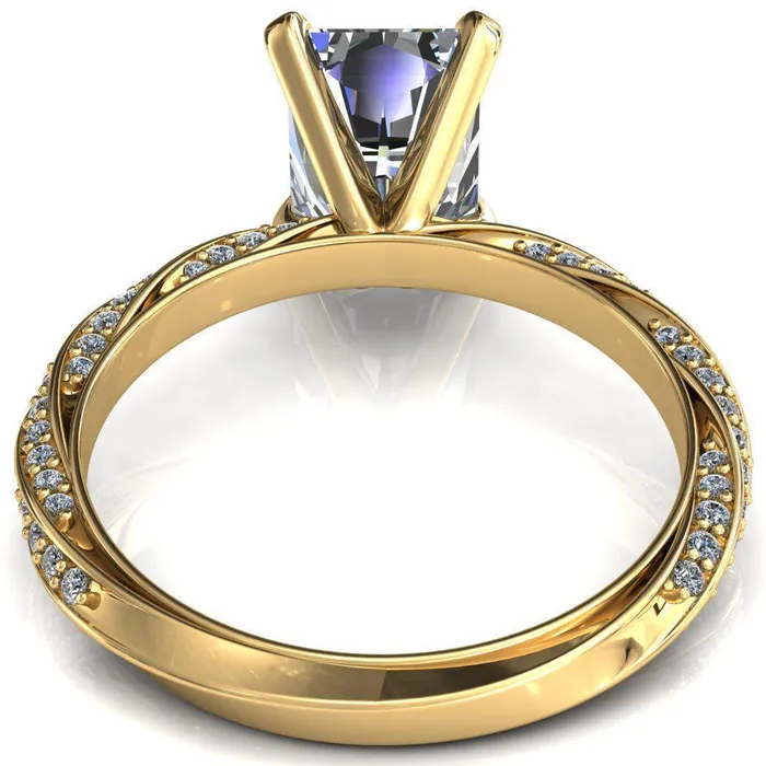 Elysia Radiant Moissanite 4 Prong 34 Eternity Diamond Accent Ring Fire Brilliance Rings