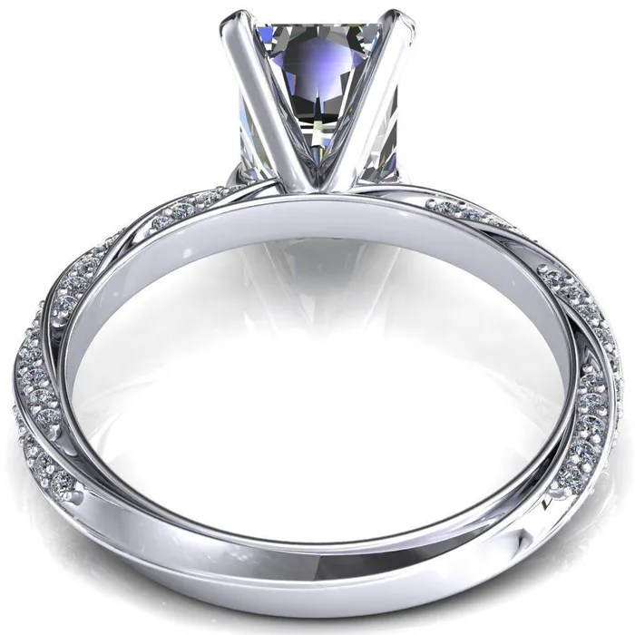 Elysia Radiant Moissanite 4 Prong 34 Eternity Diamond Accent Ring Fire Brilliance Rings