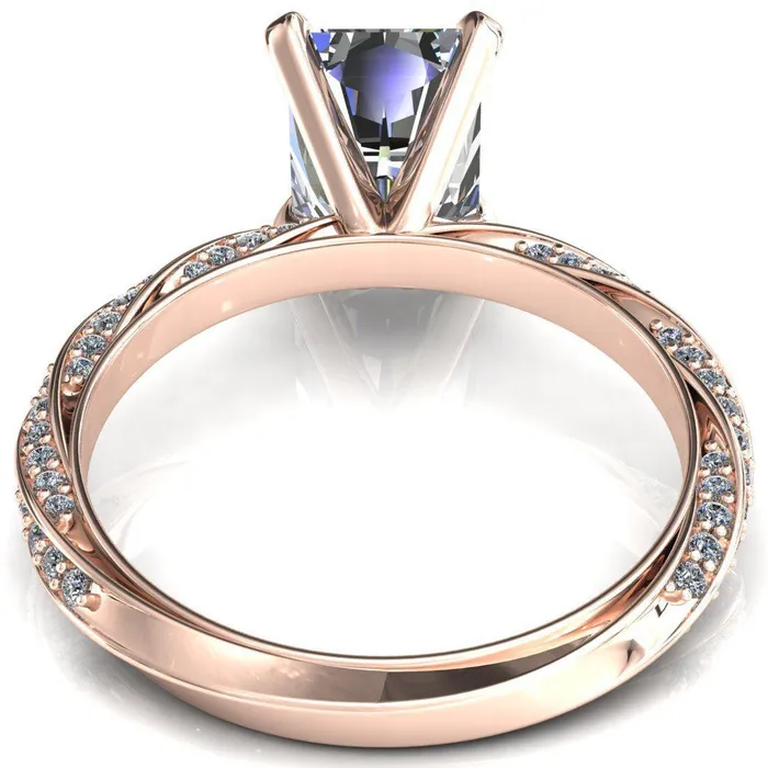 Elysia Radiant Moissanite 4 Prong 34 Eternity Diamond Accent Ring Fire Brilliance Rings