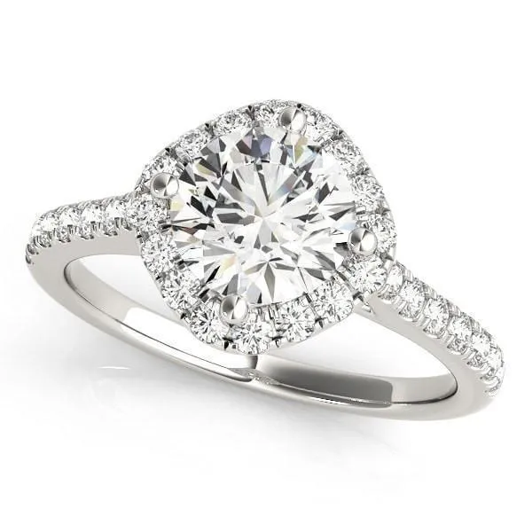 Erica Round Center Stone Diamond Cushion Shaped Halo Engagement Ring Fire Brilliance Rings