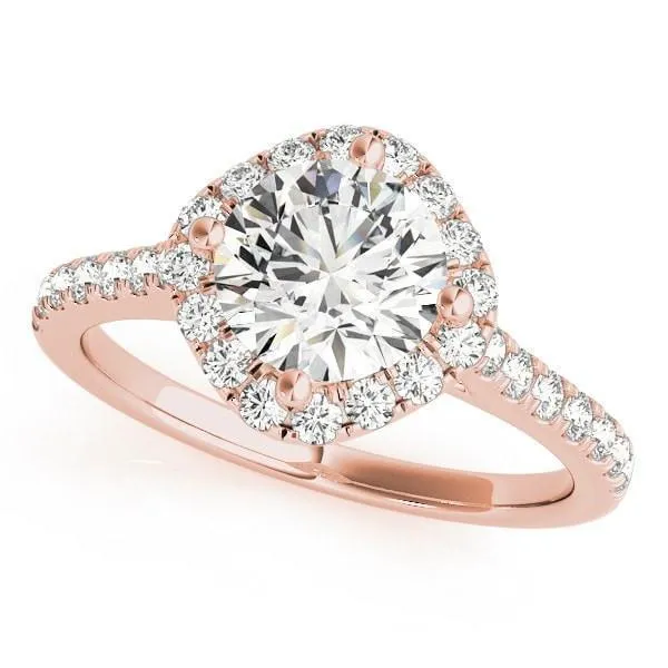 Erica Round Center Stone Diamond Cushion Shaped Halo Engagement Ring Fire Brilliance Rings
