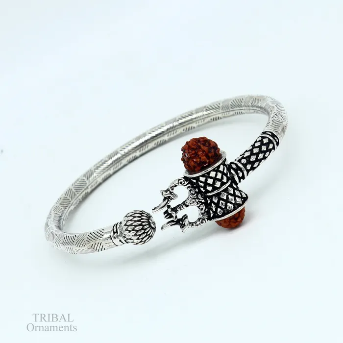 Exclusive stunning 925 sterling silver handmade Shiva rudraksha Trishul bangle bracelet kada excellent Bahubali trident kada gift nssk579 TRIBALORNAMENT Bracelets Exclusive stunning 925 sterling silver handmade Shiva rudraksha Trishul bangle bracelet kada excellent Bahubali trident kada gift nssk579 TRIBALORNAMENT Bracelets