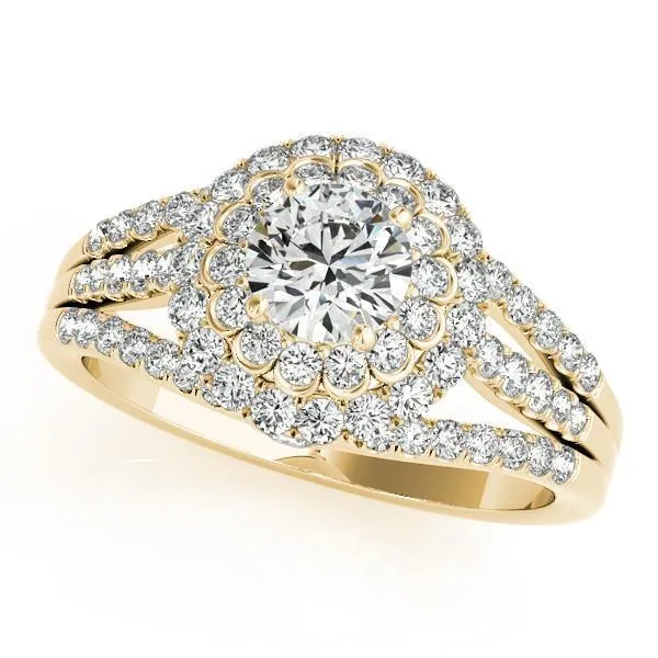 Fire Brilliance Abby Center Stone Moissanite Split Shank Halo Engagement Ring Rings