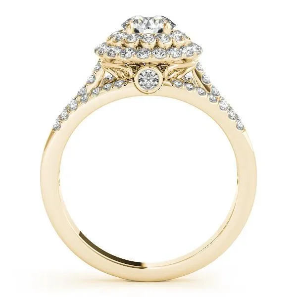 Fire Brilliance Abby Center Stone Moissanite Split Shank Halo Engagement Ring Rings