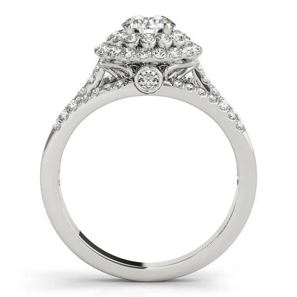 Fire Brilliance Abby Center Stone Moissanite Split Shank Halo Engagement Ring Rings