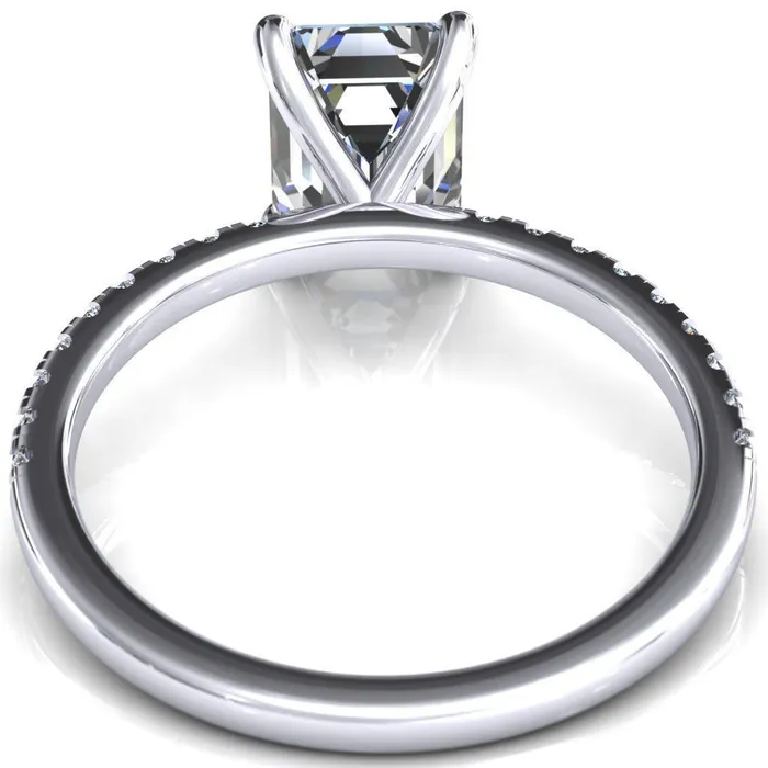 Fire Brilliance Alessandra Emerald Center Stone 4 Claw Prong Diamond Accent Engagement Ring Rings