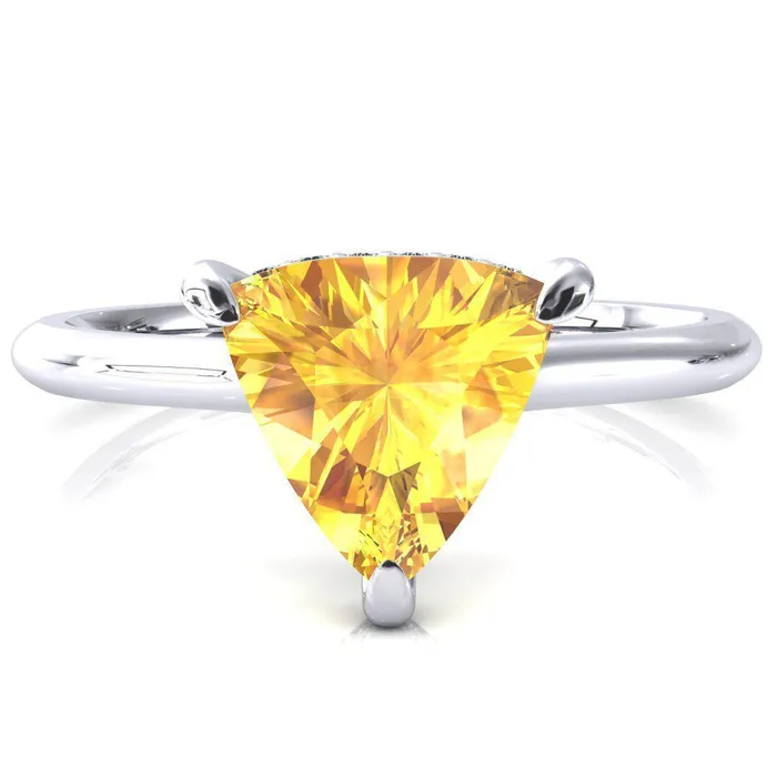 Fire Brilliance Janey Trillion Yellow Sapphire 3 Prongs Claw Floating Halo Inverted Cathedral Ring Rings Fire Brilliance Janey Trillion Yellow Sapphire 3 Prongs Claw Floating Halo Inverted Cathedral Ring Rings