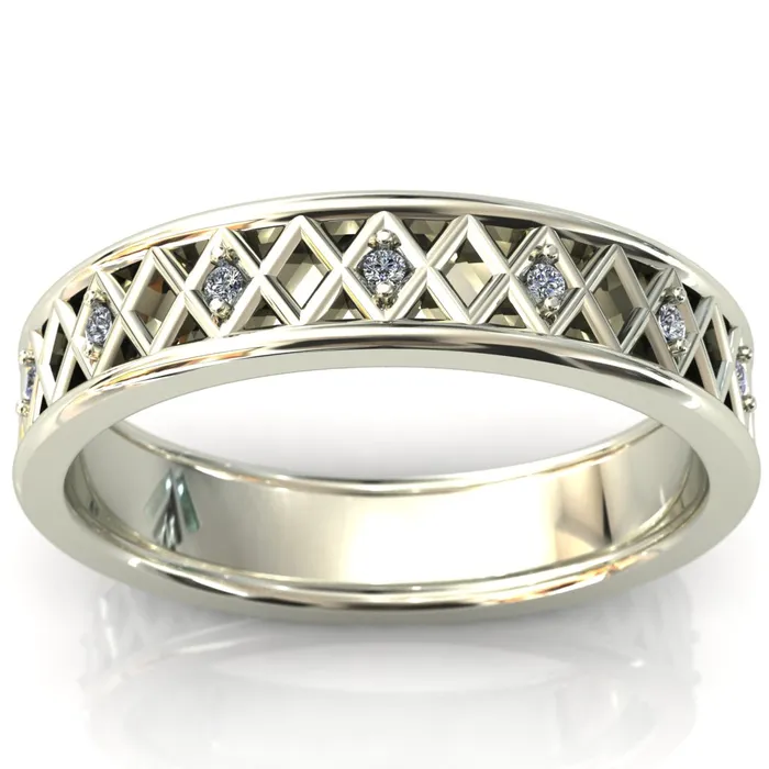 Fire Brilliance Laces Round Cut Gems Couples 34 Eternity Matching TwoBand Set Rings