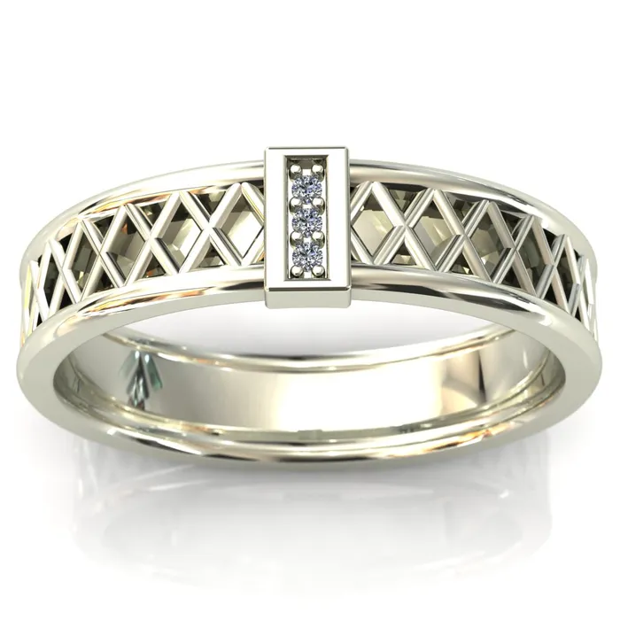 Fire Brilliance Laces Round Cut Gems Couples 34 Eternity Matching TwoBand Set Rings