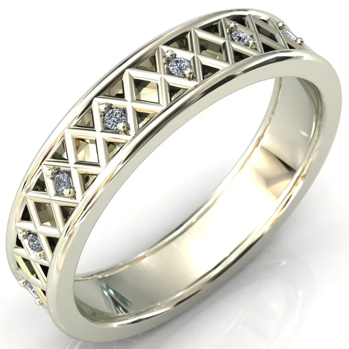 Fire Brilliance Laces Round Cut Gems Couples 34 Eternity Matching TwoBand Set Rings