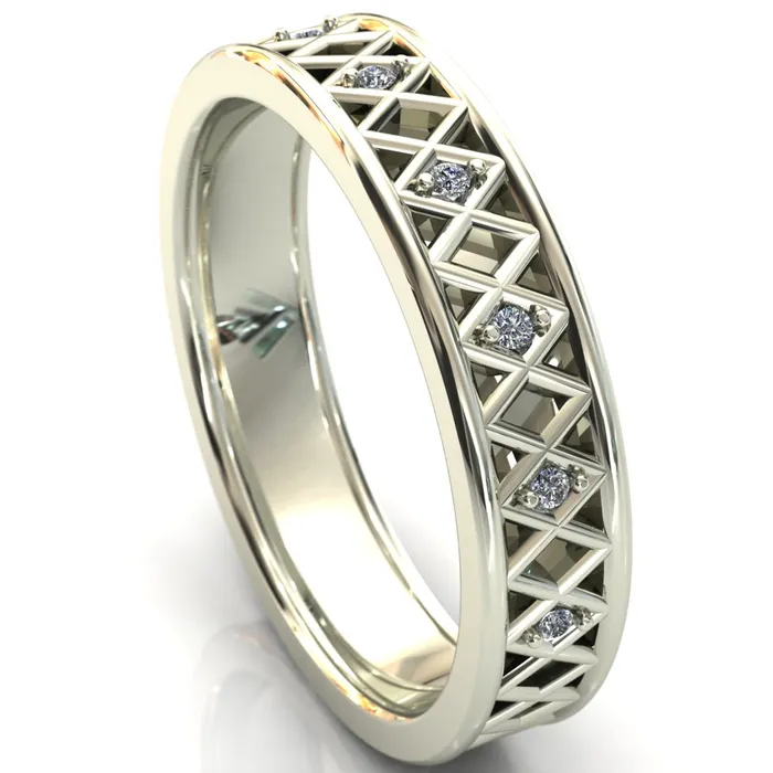 Fire Brilliance Laces Round Cut Gems Couples 34 Eternity Matching TwoBand Set Rings