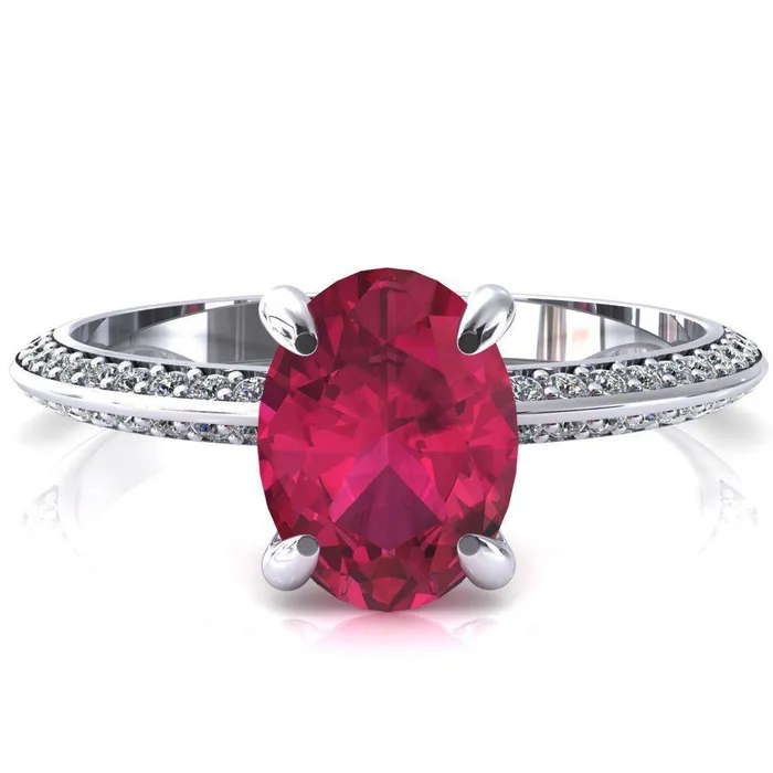 Fire Brilliance Nancy Oval Ruby 4 Prong 12 Eternity Diamond Knife Shank Accent Engagement Ring Rings Fire Brilliance Nancy Oval Ruby 4 Prong 12 Eternity Diamond Knife Shank Accent Engagement Ring Rings