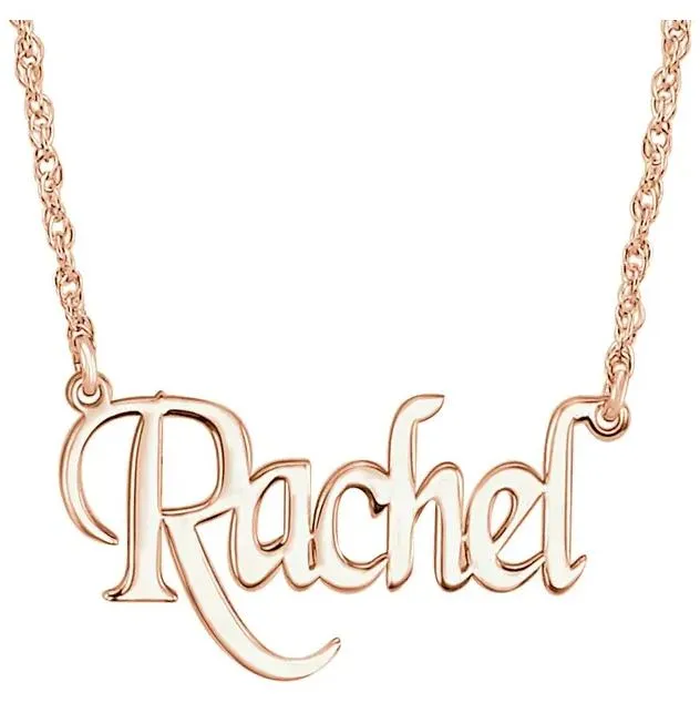 Fire Brilliance Necklaces Block Monogram Nameplate with 16 Necklace