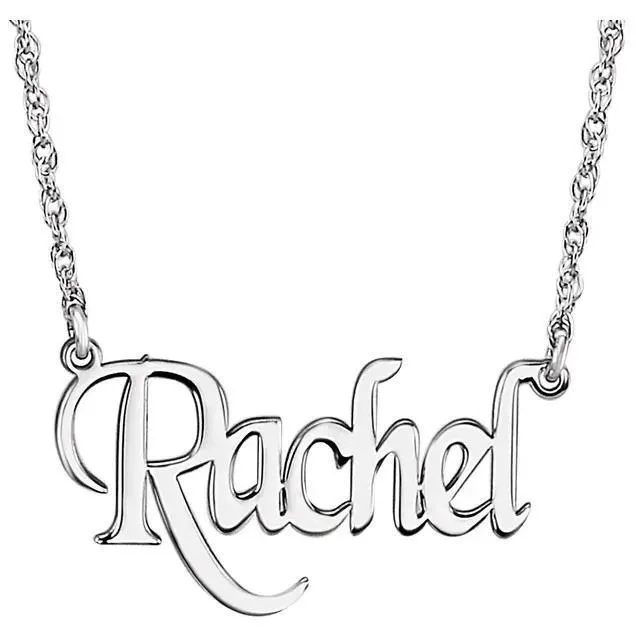 Fire Brilliance Necklaces Block Monogram Nameplate with 16 Necklace