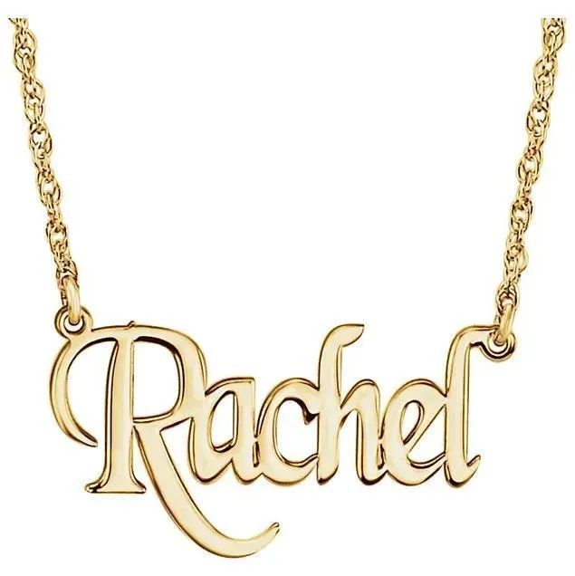 Fire Brilliance Necklaces Block Monogram Nameplate with 16 Necklace