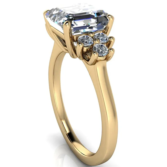 Fire Brilliance Nirvana Asscher Moissanite Multi Diamond Side Engagement Ring Rings