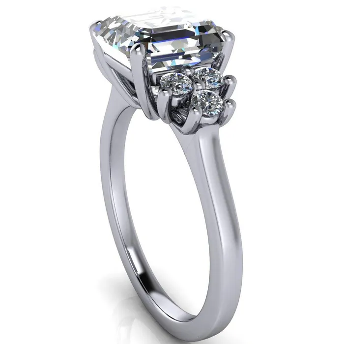 Fire Brilliance Nirvana Asscher Moissanite Multi Diamond Side Engagement Ring Rings