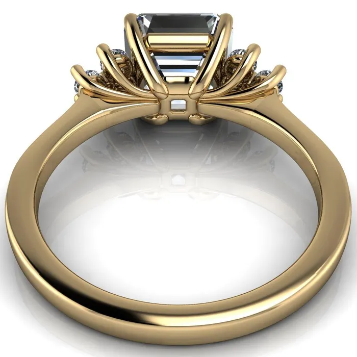 Fire Brilliance Nirvana Asscher Moissanite Multi Diamond Side Engagement Ring Rings