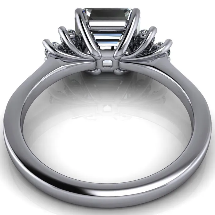 Fire Brilliance Nirvana Asscher Moissanite Multi Diamond Side Engagement Ring Rings