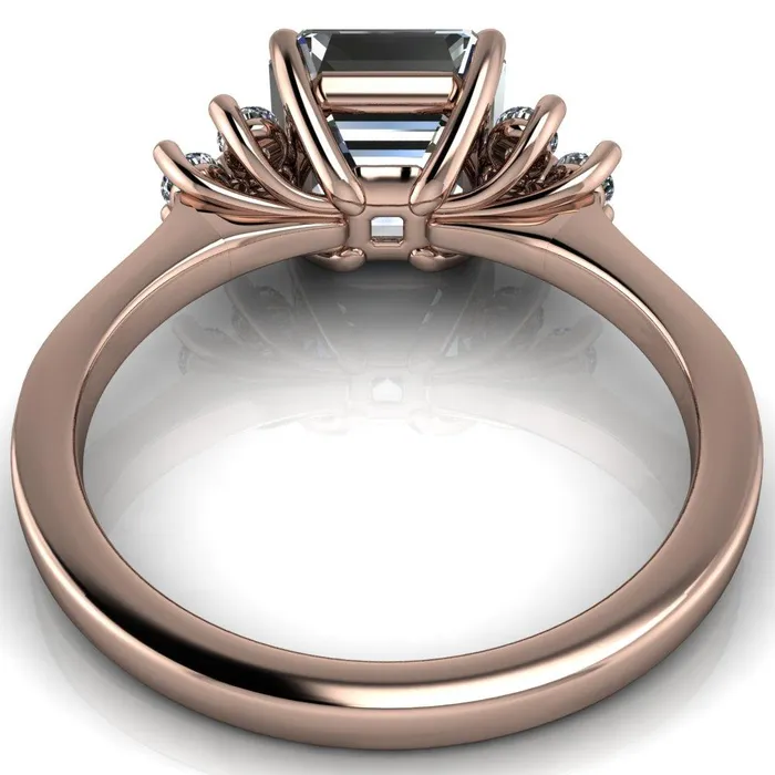 Fire Brilliance Nirvana Asscher Moissanite Multi Diamond Side Engagement Ring Rings