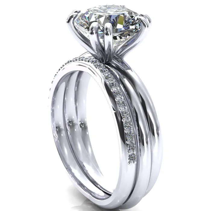Fire Brilliance Rings Alyona Cushion Shaped Interwoven Band 4 Double Prong Ring