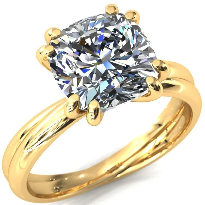 Fire Brilliance Rings Alyona Cushion Shaped Interwoven Band 4 Double Prong Ring