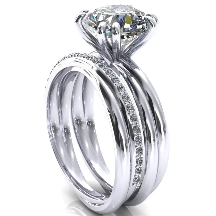 Fire Brilliance Rings Alyona Cushion Shaped Interwoven Band 4 Double Prong Ring