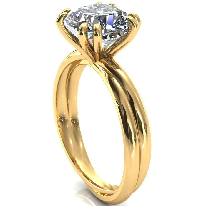 Fire Brilliance Rings Alyona Cushion Shaped Interwoven Band 4 Double Prong Ring