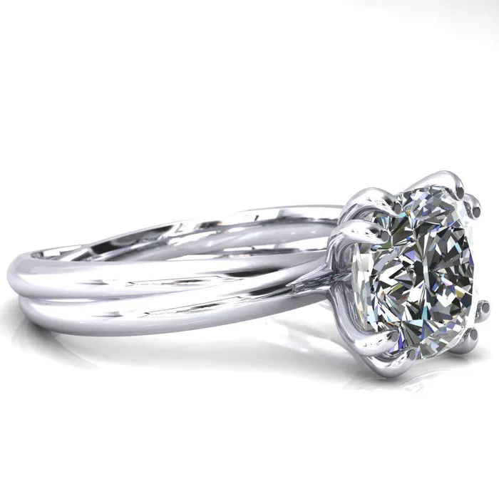 Fire Brilliance Rings Alyona Cushion Shaped Interwoven Band 4 Double Prong Ring